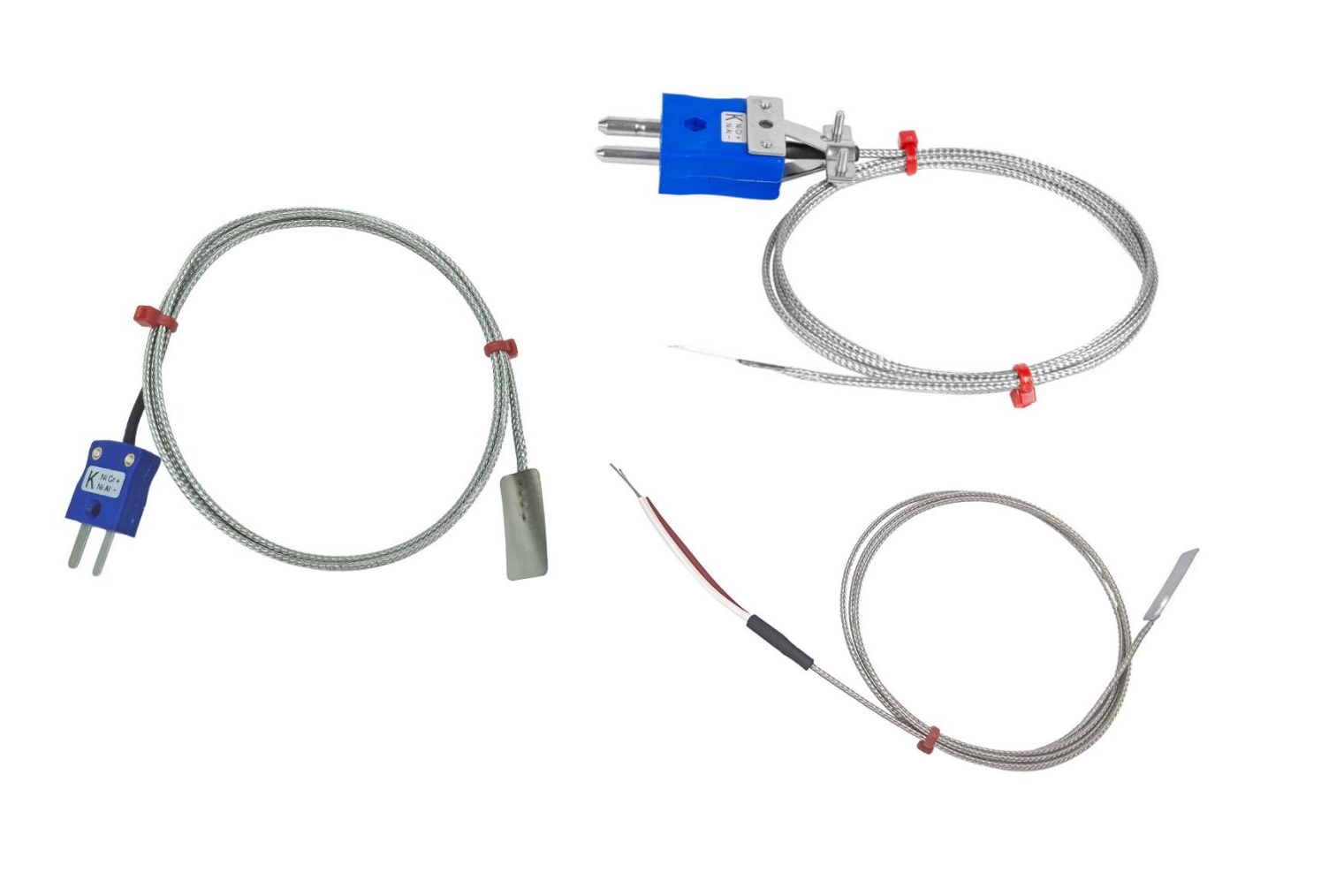 Termocoppia a foglia, cavo isolato in fibra di vetro con treccia in acciaio inox