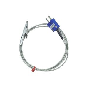 Termocoppia con clip a coccodrillo con cavo intrecciato in acciaio inox in fibra di vetro - JIS Tipo K - lunghezza 1 m