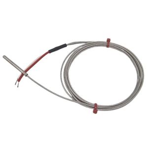 Termocoppia con messa a terra fabbricata in tubo di acciaio inox, cavo intrecciato in acciaio inox in fibra di vetro - Tipo K JIS - 3,18 mm di diametro x 13 mm di lunghezza